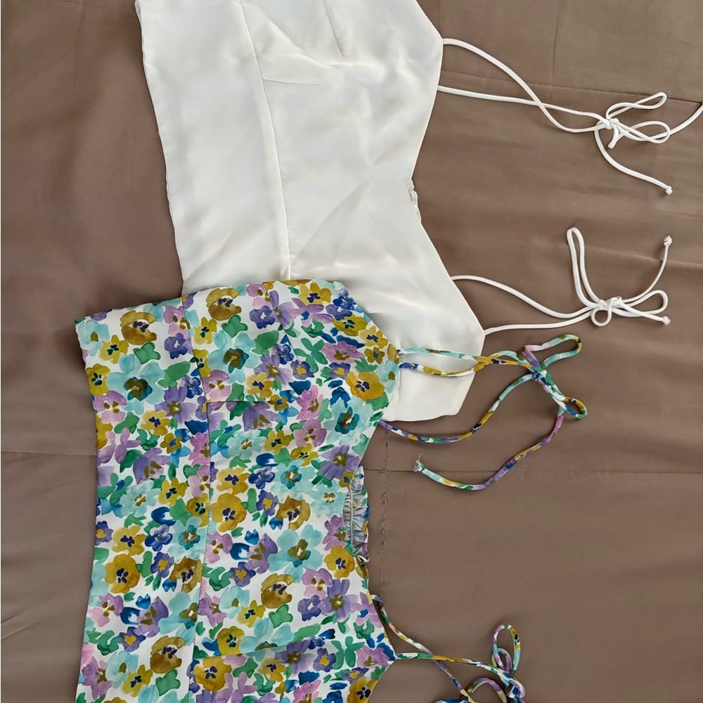 RESA White and Floral Crop Tops